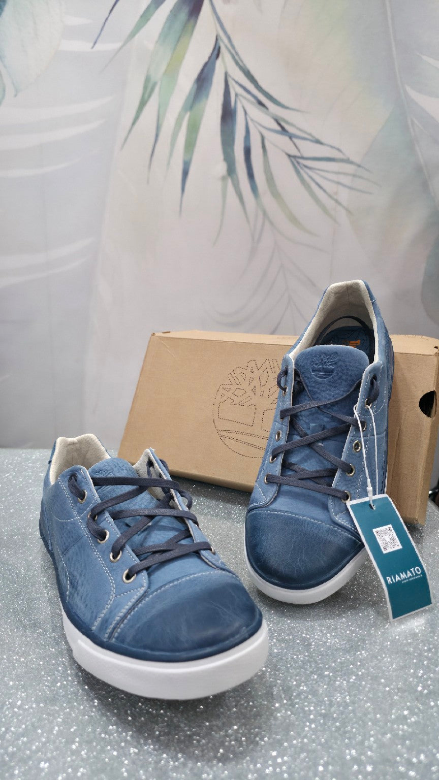 Sneakers Timberland uomo in vera pelle blu taglia 44 nuove con cartellino
