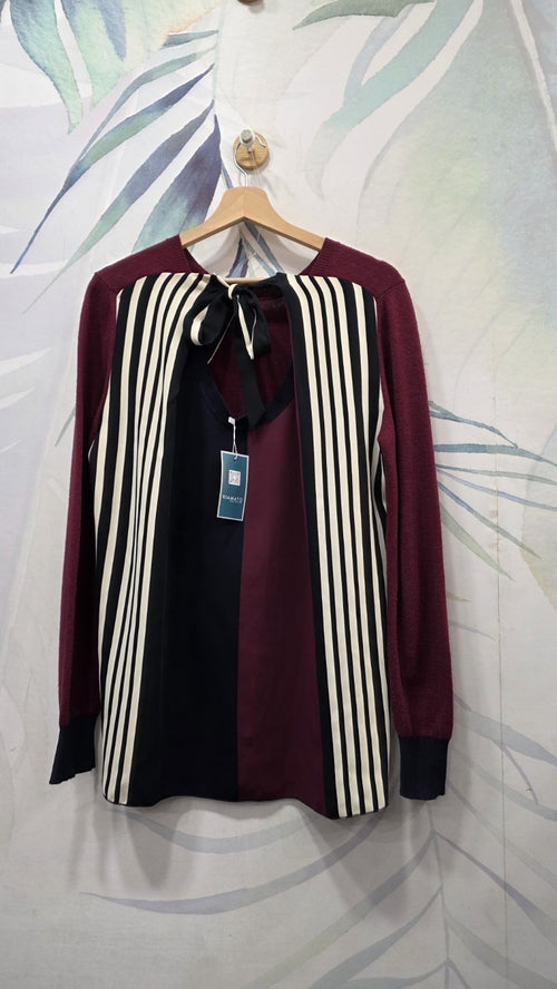 Maglia Beatrice B retro con inserti a righe e fiocco