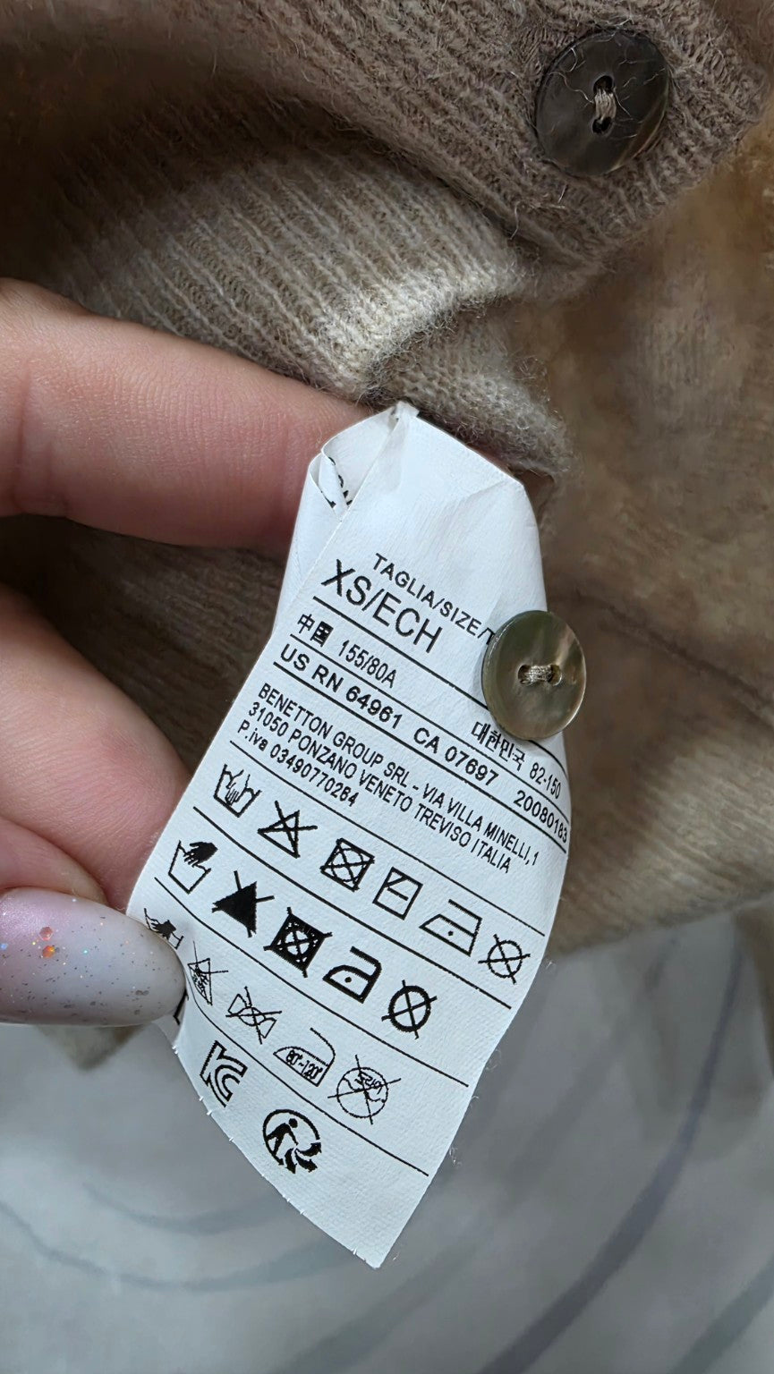 Etichetta taglia XS Benetton