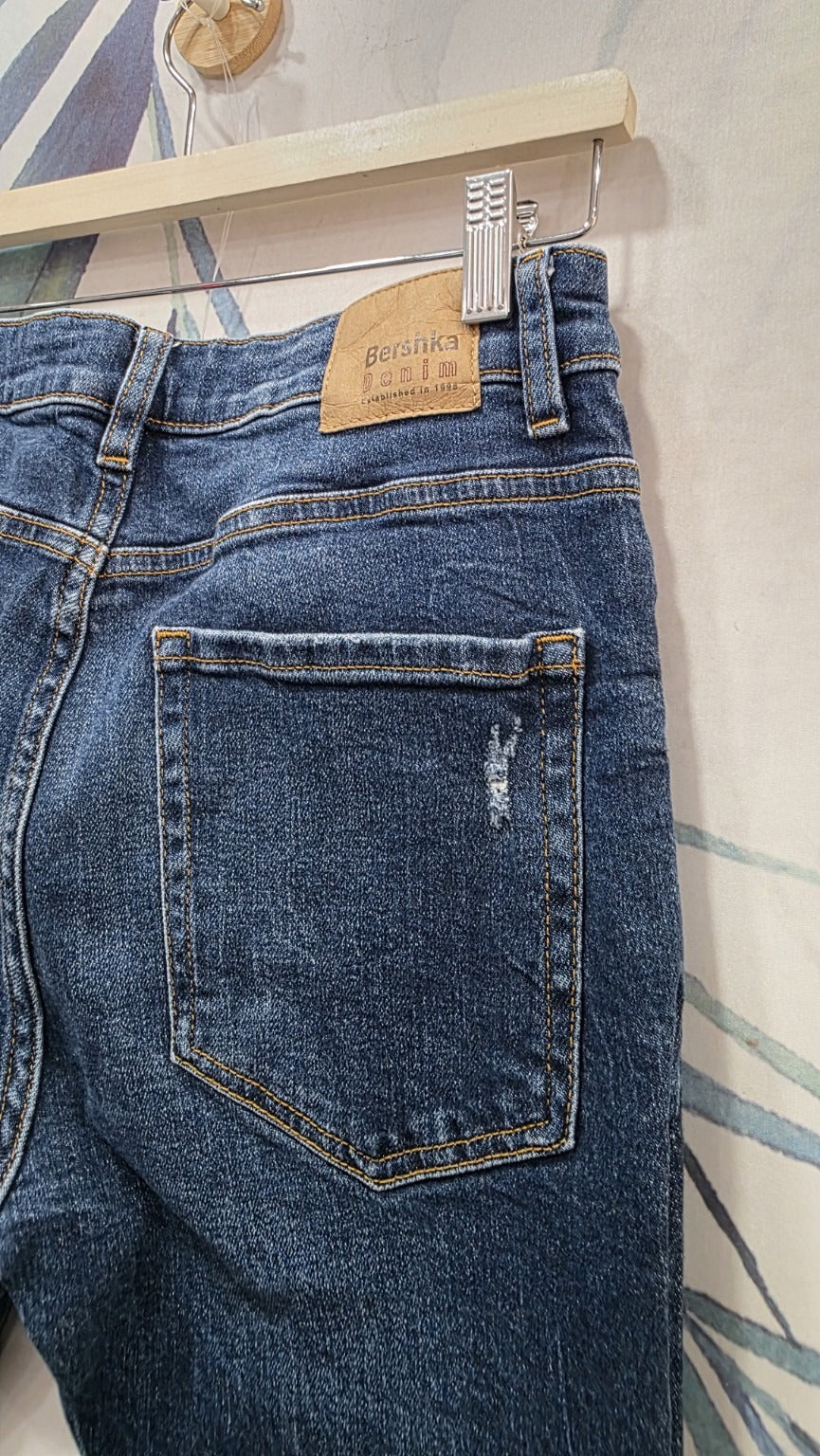 Jeans Bershka skinny denim blu uomo, vista posteriore