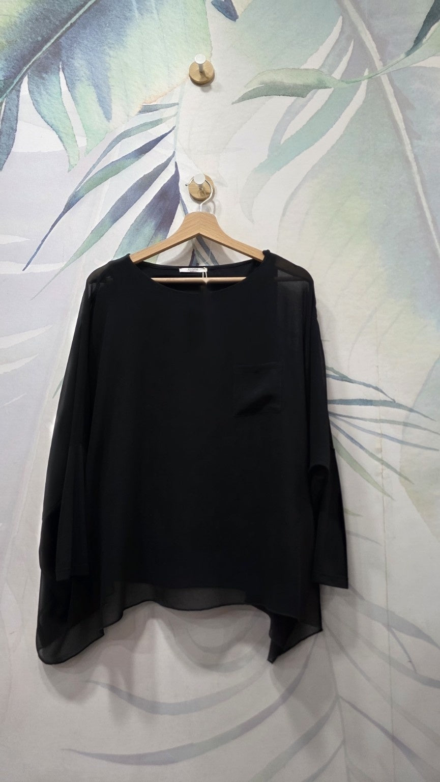 Blusa nera EMME Marella taglia 40 vista frontale