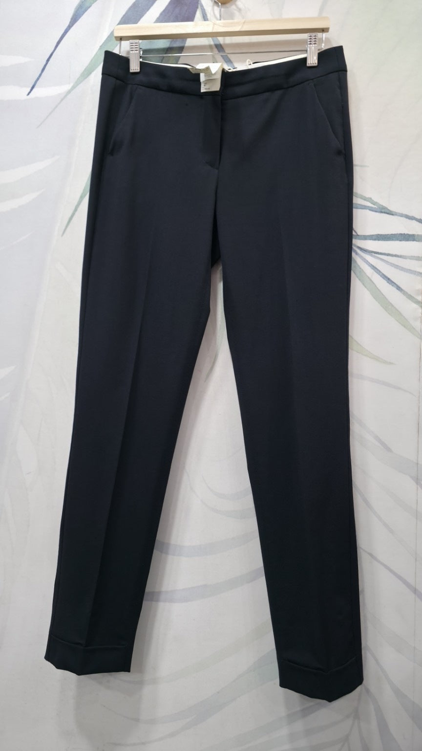 Pantaloni Intrend blu scuro in lana vergine, vista frontale intera