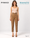 Pantaloni PINKO Ariel color cammello, taglia 40 italiana (25 in etichetta), rappresentazione illustrativa con modella
