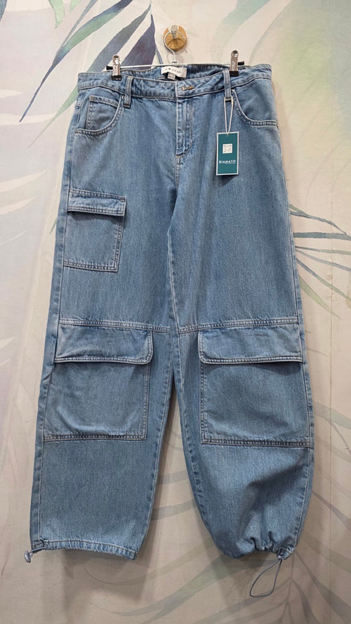 Jeans cargo B Angel azzurri taglia IT 44: foto reale frontale del capo per intero
