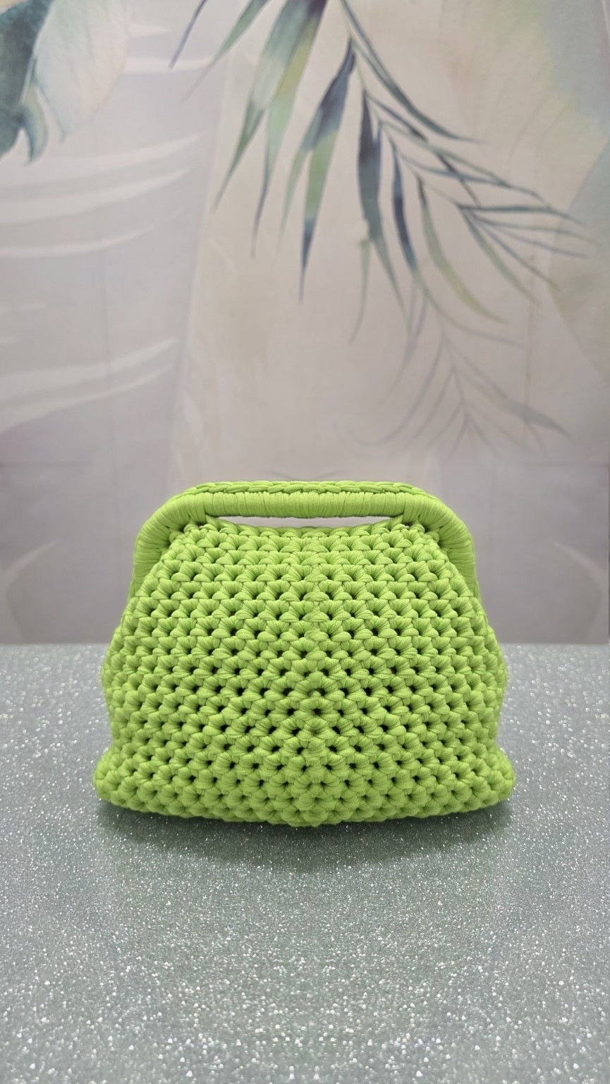 Borsa all'uncinetto verde acido