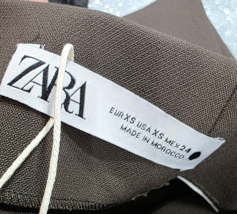 Etichetta originale Zara con taglia XS e made in Morocco
