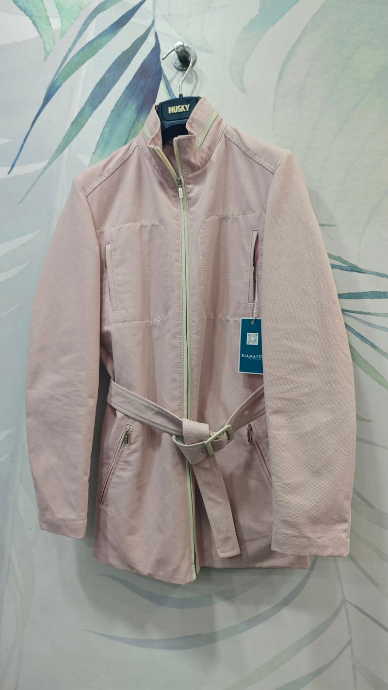 Husky – giacca rosa cipria con cintura, taglia 40