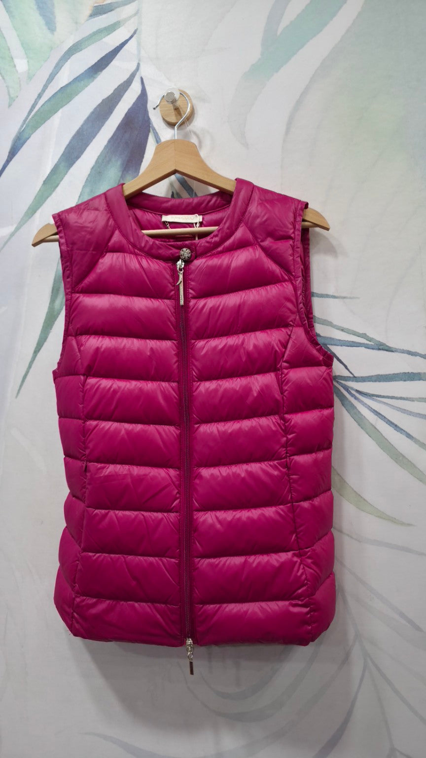 Gilet Liu Jo Les Plumes fucsia in vera piuma, taglia 42, vista frontale completa
