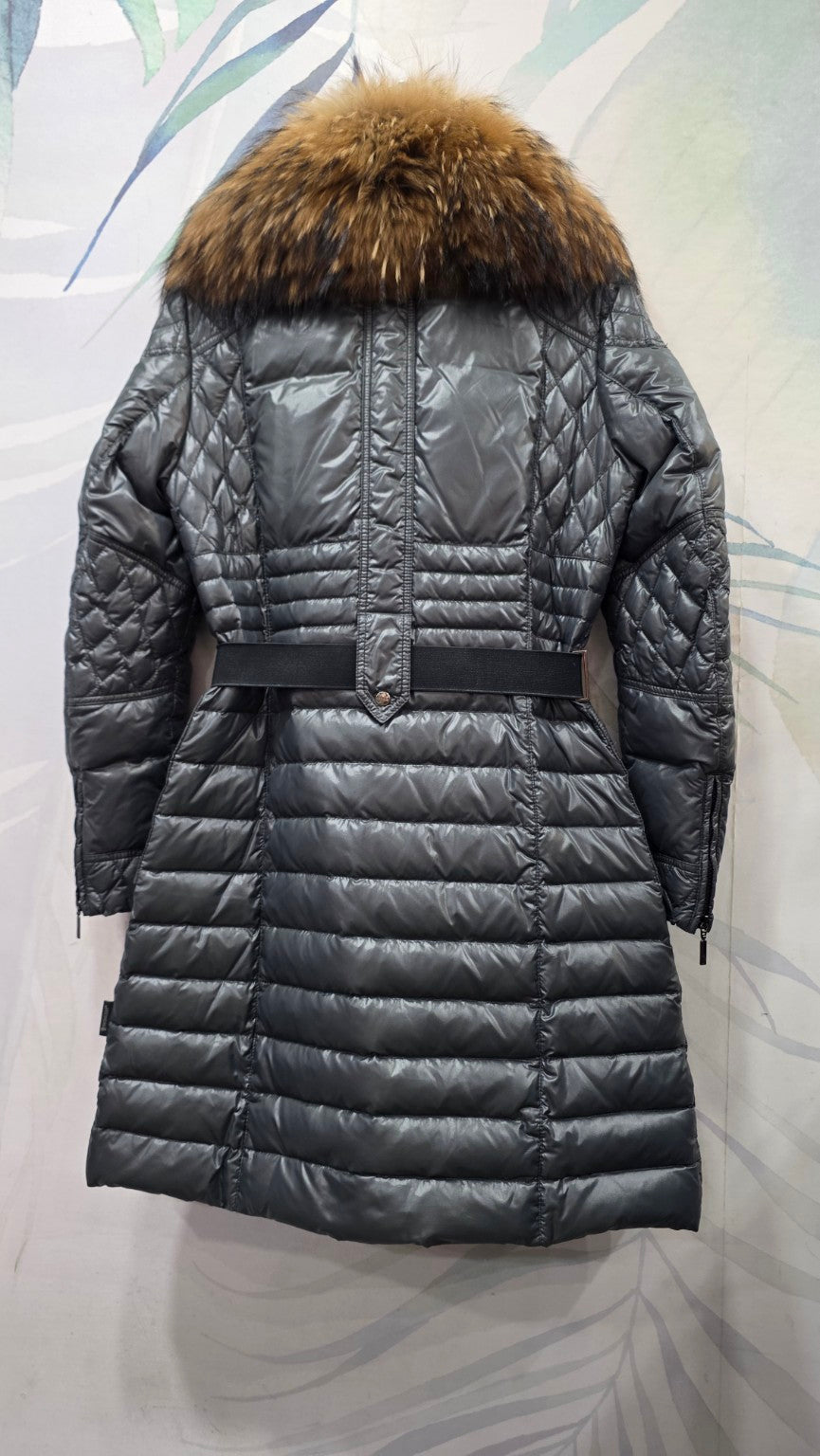 Moncler piumino lungo grigio donna - retro