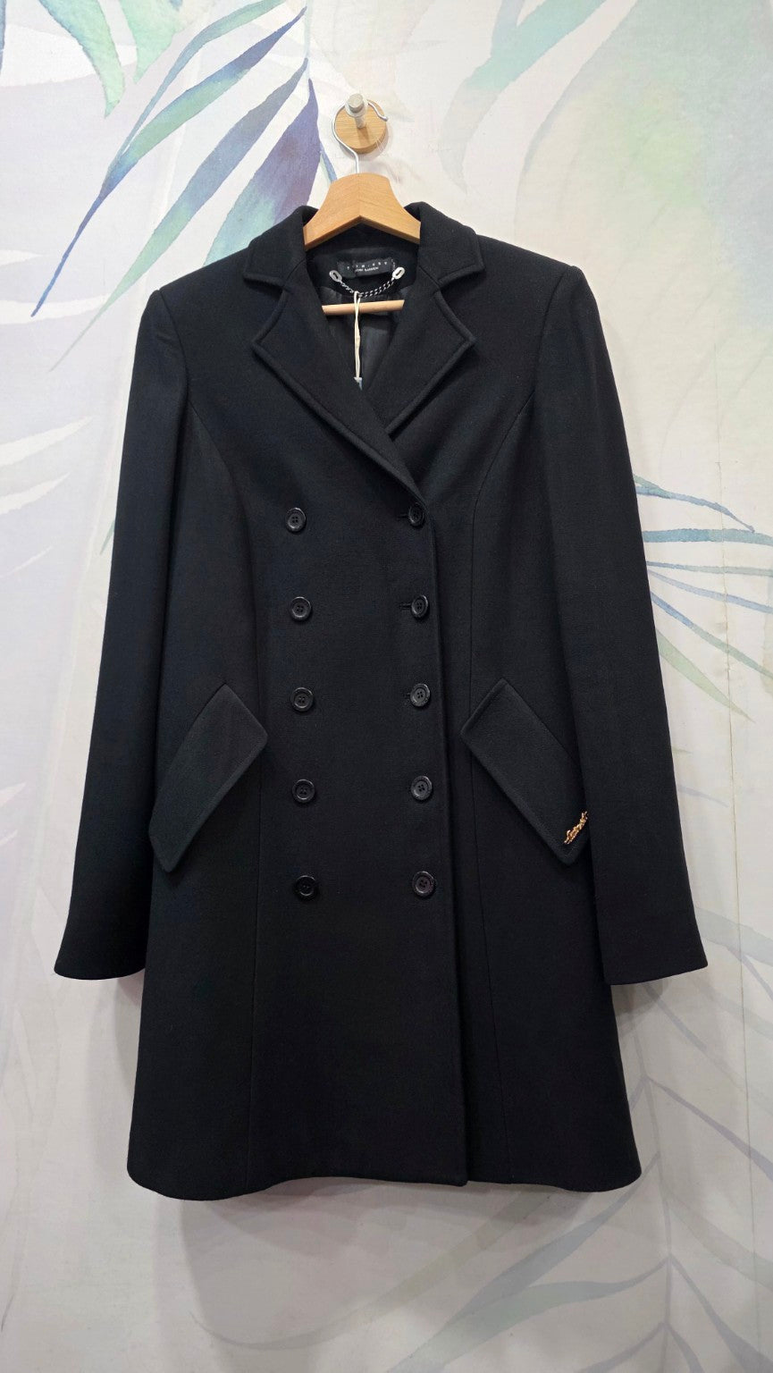 Cappotto nero doppiopetto Twin-Set Simona Barbieri, taglia S, vista frontale
