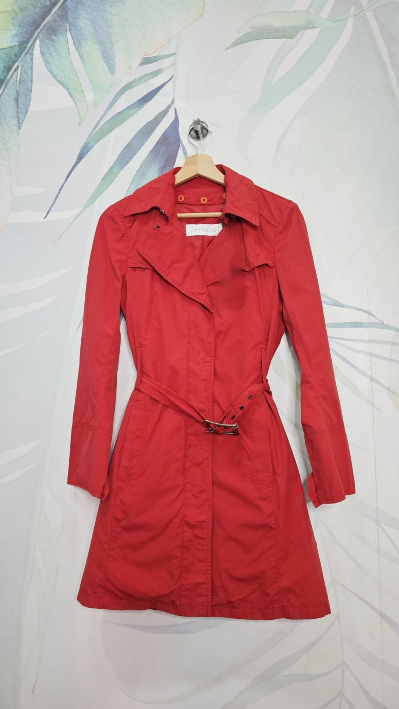 Trench donna INTREND rosso con cintura – Taglia 38