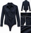 Sisley camicia body blu navy taglia XS, vista frontale e dettagli