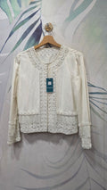 Giacca TWINSET Milano avorio ricamata con perline vista frontale